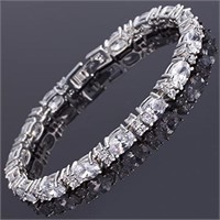 Oval 12.16ct White Topaz Tennis Bracelet