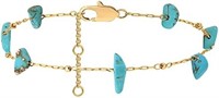 14k Gold-pl. Fancy Turquoise Anklet