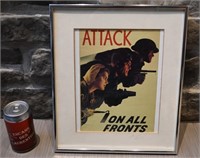 Affiche Attack on all fronts, encadrée