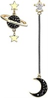 Chic .90ct Onyx Moon & Star Dangle Earrings