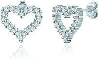 18k Goldpl. .80ct White Topaz Heart Stud Earrings