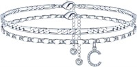 Elegant .50ct White Topaz Initial "c" Anklet