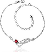 Beautiful .25ct Garnet & White Sapphire Anklet