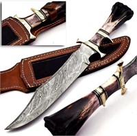 Handmade Damascus Steel Knife: Camel Bone Black