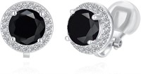 Pretty 4.08ct Onyx & White Topaz Clip On Earrings