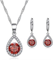 Elegant. 3.80ct Garnet & White Topaz Jewelry Set