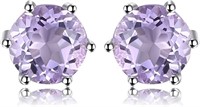 Round .90ct Natural Amethyst Earrings