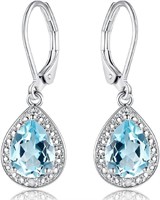 18k Gold-pl .50ct Blue & White Topaz Earrings