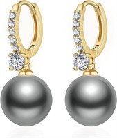 14k Gold-pl. .40ct Topaz & Black Pearl Earrings