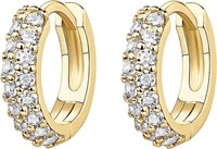 14k Gold-pl .60ct Topaz Huggie Hoop Earrings