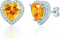 18k Gold-pl. 1.64ct Citrine & Topaz Heart Earrings