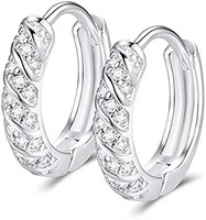 Pretty .72ct White Topaz Twist Tiny Hoop Earrings