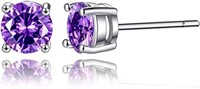 Round 1.68ct Purple Topaz Stud Earrings