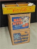 Antique Coca-Cola Crate & Apple Crates Lot