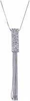 Elegant 1.60ct White Topaz Long Tassel Necklace