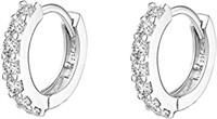 Elegant .09ct White Topaz Small Hoop Earrings