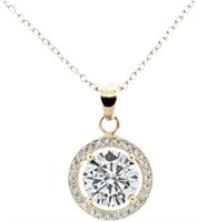 18k Gold-pl. Round 4.00ct White Sapphire Necklace