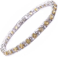 18k Wgoldpl. Round 6.25ct Citrine Tennis Bracelet