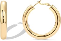 Gold-pl. Lightweight 40mm Hoop Earrings