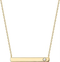 14k Gold-pl. Round .10ct White Topaz Bar Necklace