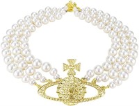 Elegant Pave White Topaz & Pearl Saturn Choker