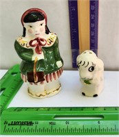 Antique/vintage girl and lamb S&P shaker set