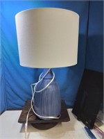 Modern blue pottery lamp with nice shade