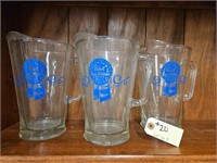 Lot of 3 Pabst Blue Ribbon Beer Glass Pitchers