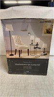 Charlestown 4 pc Lamp Set, Satin black finish w/