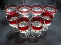 8  Tiffin King's Crown Ruby Flashed Goblets