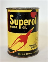 $ Rare Superol Motor Oil Can with Rocket - No Top