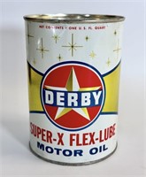 $ Vintage Derby Super- X Flex-Lube Motor Oil Can
