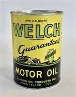 $ NOS Vintage WELCH Motor Oil 1 Qt Can - Full