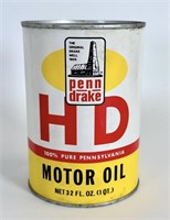 Vintage Penn Drake HD Motor Oil 1 Qt Can
