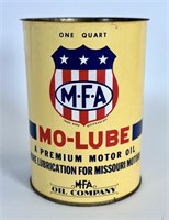 Vintage MFA Mo-Lube Motor Oil 1 Qt Can No Top