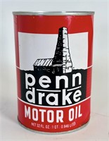 Vintage NOS Penn Drake Motor Oil Can - 1 Quart