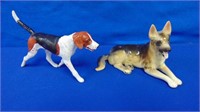 (2) Dog Figures Japan Porcelain & Hard Plastic