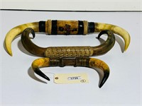 (3) Western Horn Art Pieces