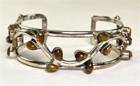 Solid Sterling Gorgeous Tiger Eye Cuff 27 Grams