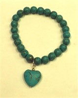 Turquoise Heart & Beads 7" Bracelet