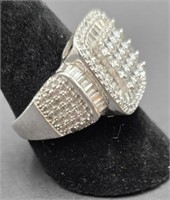 Sterling silver and Cuban zirconia cluster ring