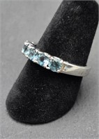 5 Stone Blue Topaz Ring Set in Sterling Silver