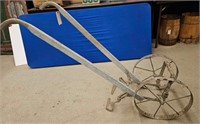 Antique Farm Garden Implement 2 Wheel Push Plow