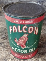 1940's Falcon 1 Quart Motor Oil Can Hollis OK