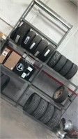 Metal tire racking 120” x 12”x11’,  contents not