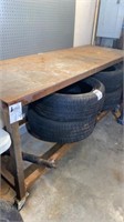 6’ x   Long Steel Shop Table on Catsers (TIRES NOT