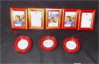 Red Rectangle, Circle, Oval Picture Hanging Frames