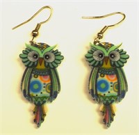 Colorful Owl Earrings Composite 2-Sided