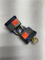 Two master lock padlocks number five with same key