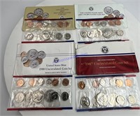 4 US Mint sets 1987,88,89,1990